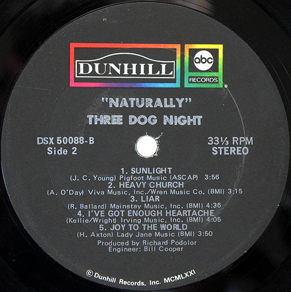 Three Dog Night - Naturally (Vinyl, VG+) (Vinyl LP)