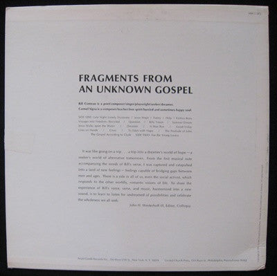 Bill Comeau, Carmel Signa - Fragments From An Unknown Gospel (M) (Vinyl LP)