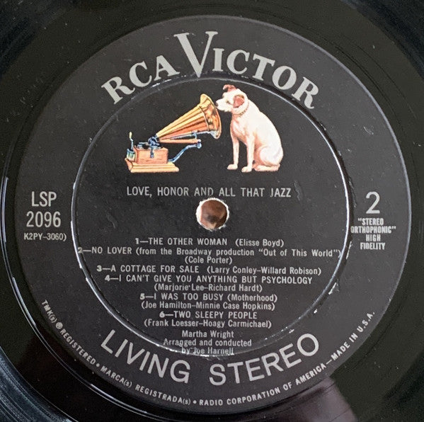 Wright, Martha - Love Honor And All That Jazz (VG) (Vinyl LP)