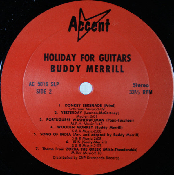 Buddy Merrill - Holiday For Guitars (VG) (Vinyl LP)