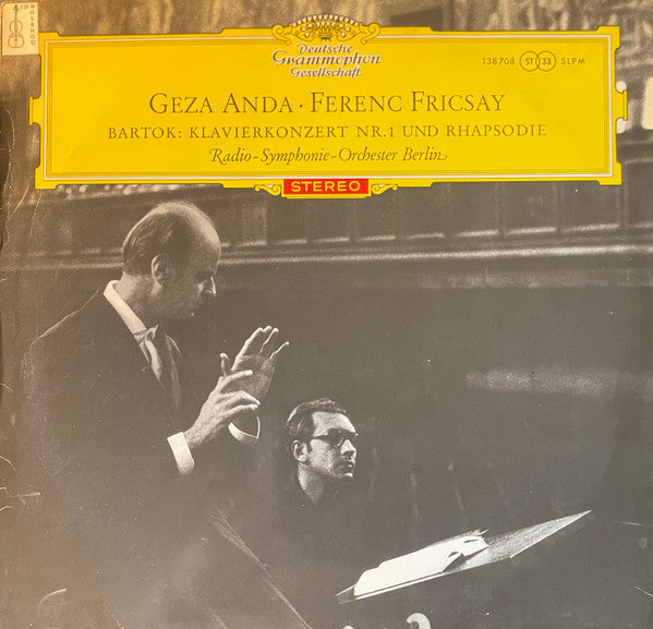 Bartok - Geza Anda, Ferenc Fricsay, Radio-Symphonie-Orchester Berlin - Klavierkonzert Nr. 1 Und Rhapsodie (VG) (Vinyl LP)