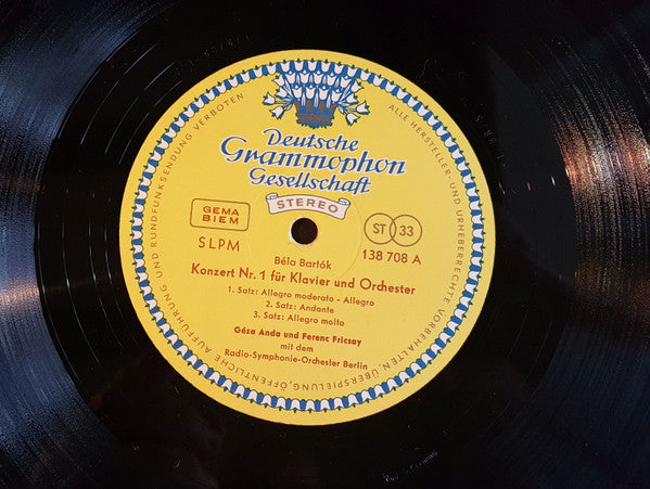 Bartok - Geza Anda, Ferenc Fricsay, Radio-Symphonie-Orchester Berlin - Klavierkonzert Nr. 1 Und Rhapsodie (VG) (Vinyl LP)