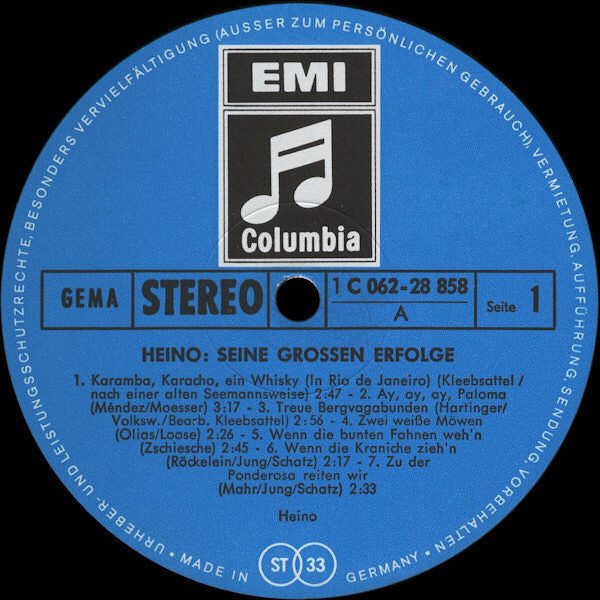 Heino - Seine Grossen Erfolge (NM or M-) (Vinyl LP)