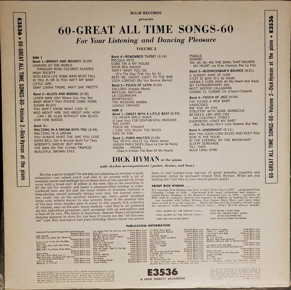 Hyman, Dick - 60 Great All Time Songs For Your Listening And Dancing Pleasure Vol. 2 (VG) (Vinyl LP)