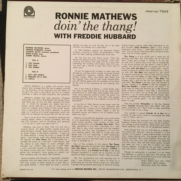 Mathews, Ronnie With Freddie Hubbard - Doin' The Thang! (VG) (Vinyl LP)