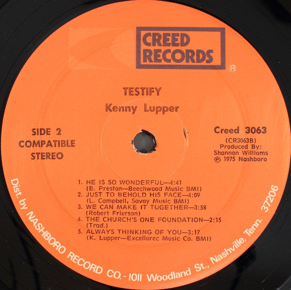Lupper, Kenny - Testify (VG) (Vinyl LP)