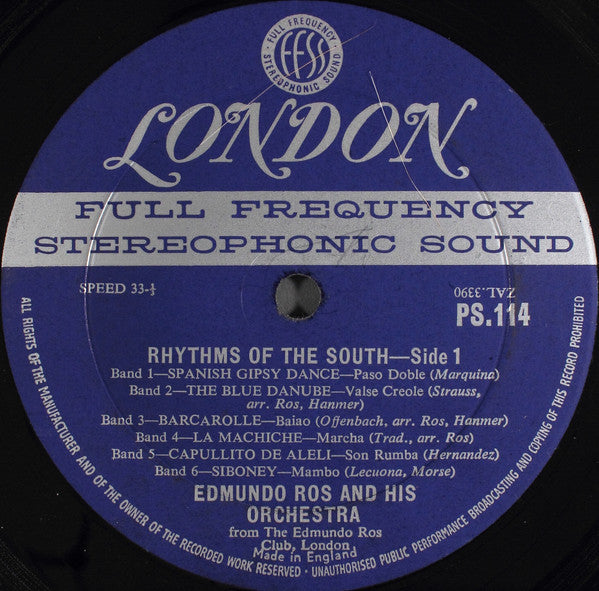 Ros, Edmundo And His Orchestra - Rhythms Of The South (Vinyl, VG+) (Vinyl LP)