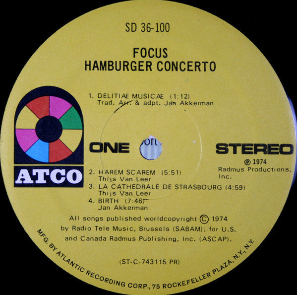 Focus  - Hamburger Concerto (VG) (Vinyl LP)