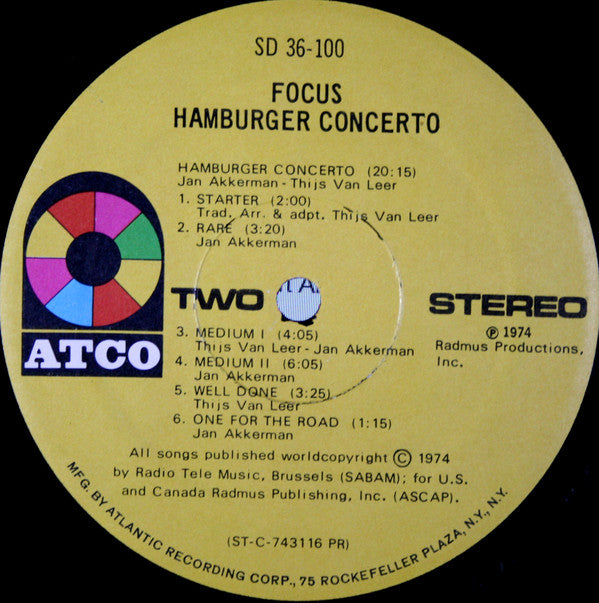 Focus  - Hamburger Concerto (VG+) (Vinyl LP)