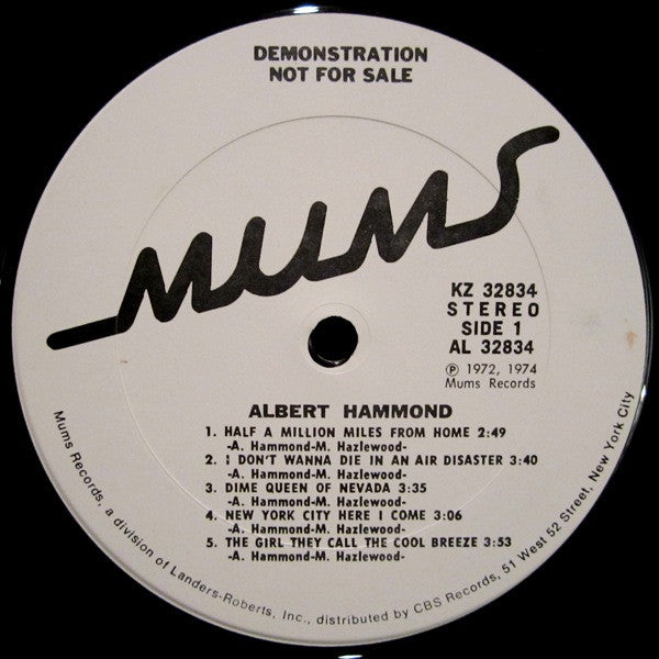 Hammond, Albert - Albert Hammond (Vinyl, VG) (Vinyl LP)