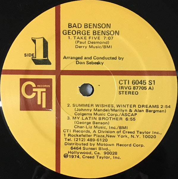 Benson, George - Bad Benson (Vinyl, VG) (Vinyl LP)