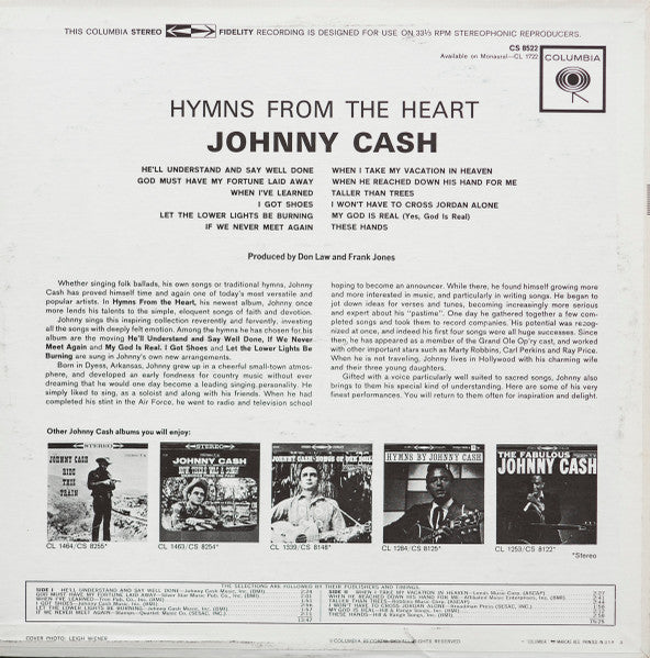 Cash, Johnny - Hymns From the Heart (VG+) (Vinyl LP)