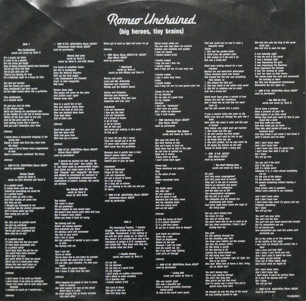 Tonio K. - Romeo Unchained (VG+) (Vinyl LP)