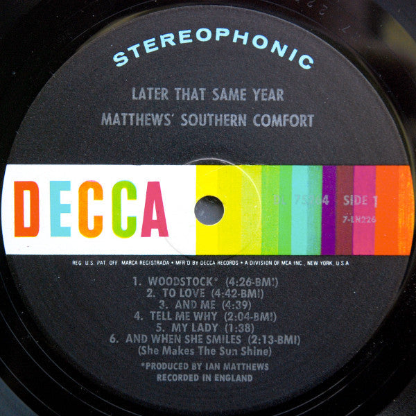 Matthews' Southern Comfort - Later That Same Year (VG+) (Vinyl LP)