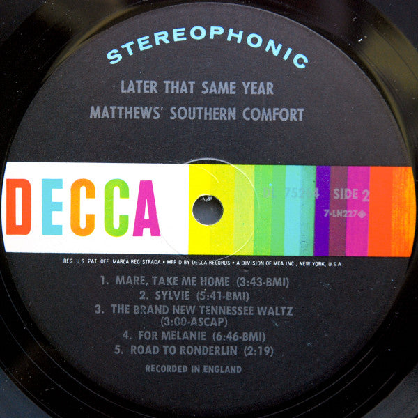 Matthews' Southern Comfort - Later That Same Year (VG+) (Vinyl LP)