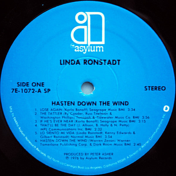 Ronstadt, Linda - Hasten Down The Wind (Vinyl, VG+) (Vinyl LP)