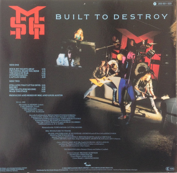 Schenker, Michael Group - Built To Destroy (VG+) (Vinyl LP)