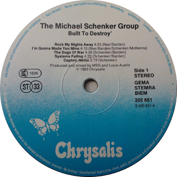 Schenker, Michael Group - Built To Destroy (VG+) (Vinyl LP)