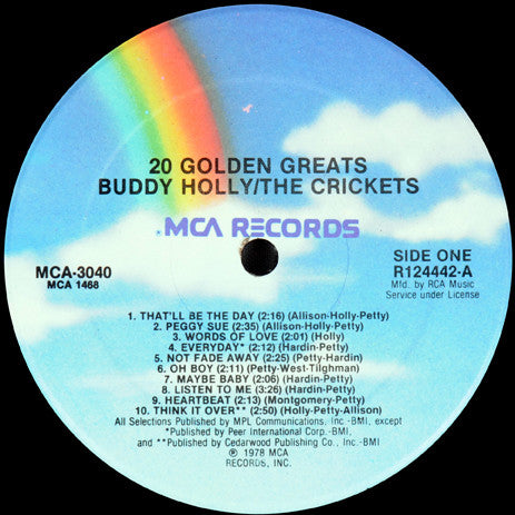 Holly, Buddy / The Crickets  - 20 Golden Greats (Vinyl, NM or M-) (Vinyl LP)
