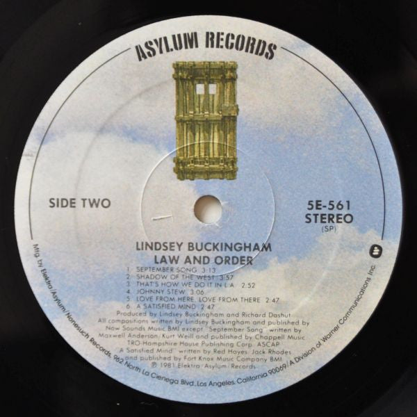 Buckingham, Lindsey - Law And Order (Vinyl, VG+) (Vinyl LP)