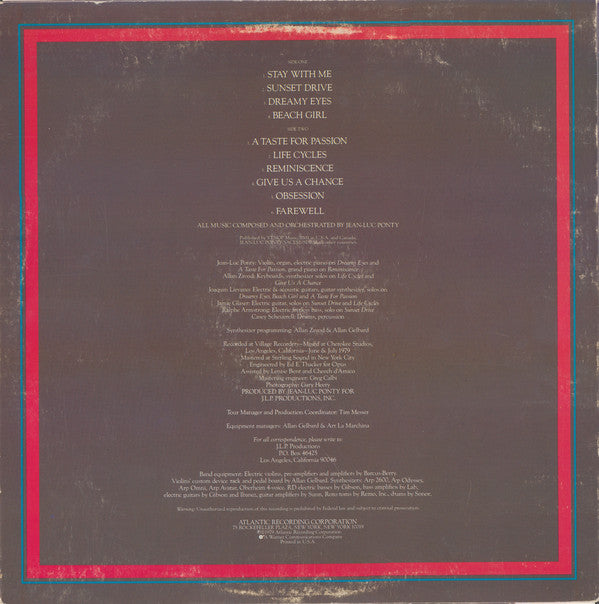 Ponty, Jean-Luc - A Taste For Passion (Vinyl, VG+) (Vinyl LP)