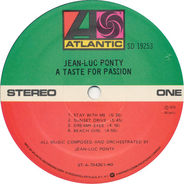 Ponty, Jean-Luc - A Taste For Passion (Vinyl, VG+) (Vinyl LP)