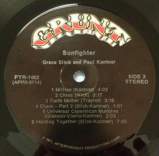 Kantner, Grace Slick - Sunfighter (VG+) (Vinyl LP)