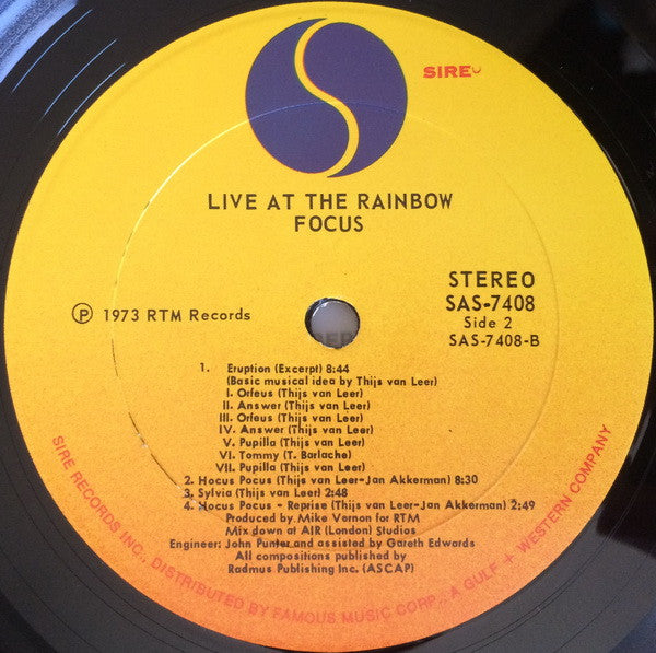 Focus  - Live At The Rainbow (VG+) (Vinyl LP)