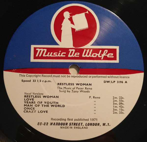 Reno, Peter & Tony Woods  - Restless Woman (VG) (Vinyl LP)