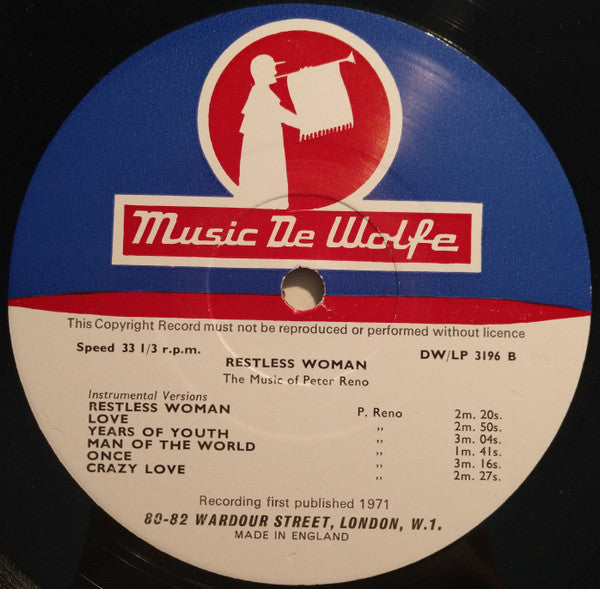 Reno, Peter & Tony Woods  - Restless Woman (VG) (Vinyl LP)