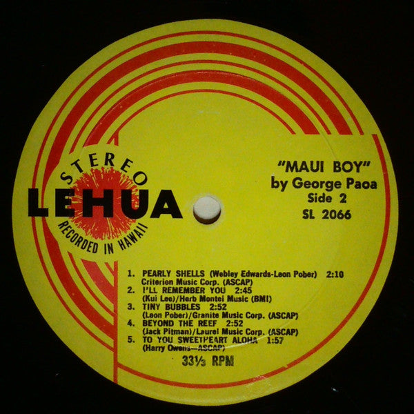 Paoa, George - Maui Boy (VG) (Vinyl LP)