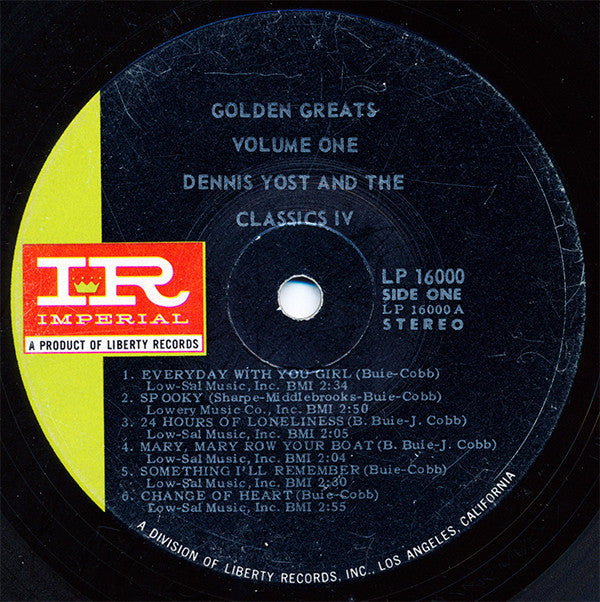 Yost, Dennis And The Classics IV - Golden Greats Volume I (VG) (Vinyl LP)