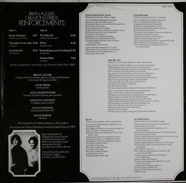 Auger's, Brian Oblivion Express - Reinforcements (VG+) (Vinyl LP)