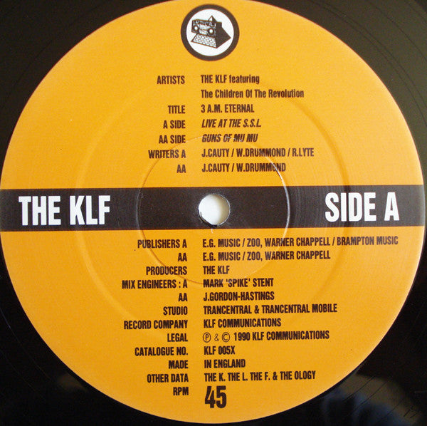 KLF Featuring The Children Of The Revolution - 3 A.M. Eternal (Live At The S.S.L.) (VG+) (Vinyl LP)