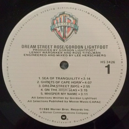 Lightfoot, Gordon - Dream Street Rose (VG) (Vinyl LP)
