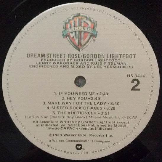 Lightfoot, Gordon - Dream Street Rose (VG) (Vinyl LP)