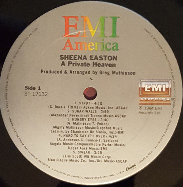 Easton, Sheena - A Private Heaven (VG+) (Vinyl LP)