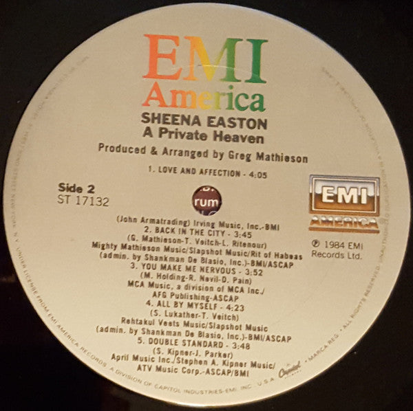 Easton, Sheena - A Private Heaven (VG+) (Vinyl LP)