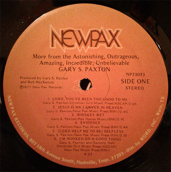 Paxton, Gary - More From The Astonishing, Outrageous, Amazing, Incredible, Unbelievable, Gary S. Paxton (VG+) (Vinyl LP)