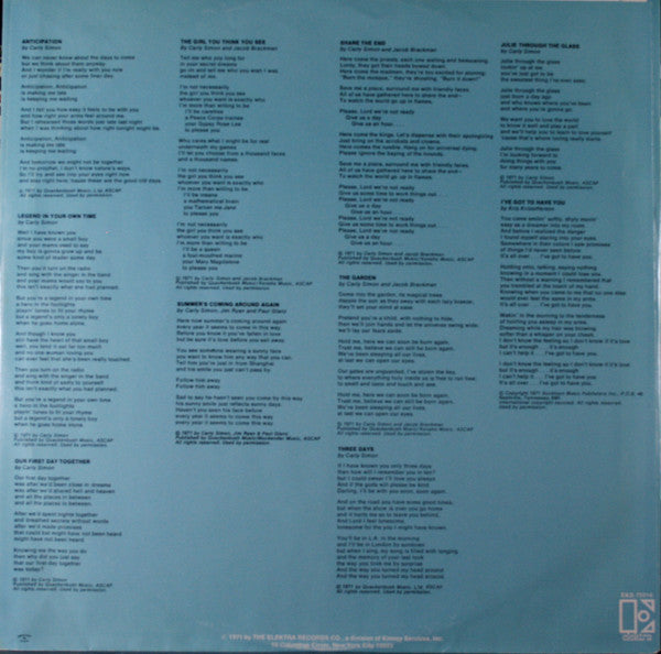 Simon, Carly - Anticipation (Vinyl, VG+) (Vinyl LP)