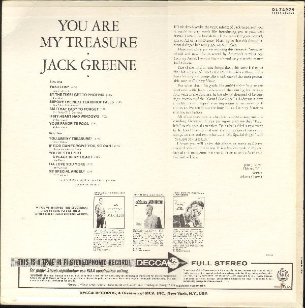 Greene, Jack - You Are My Treasure (VG+) (Vinyl LP)