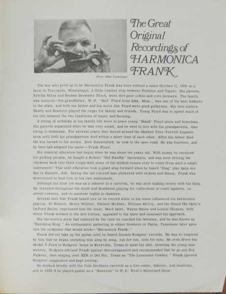 Harmonica Frank - The Great Original Recordings Of Harmonica Frank (1951-58) (VG+) (Vinyl LP)
