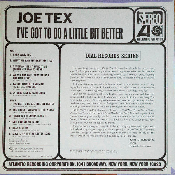 Tex, Joe - I've Got To Do A Little Bit Better (VG) (Vinyl LP)