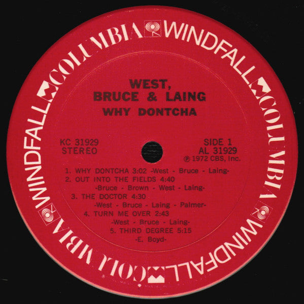 West, Bruce & Laing - Why Dontcha (VG+) (Vinyl LP)