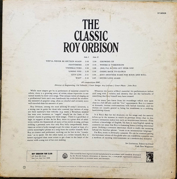 Orbison, Roy - The Classic Roy Orbison (VG) (Vinyl LP)
