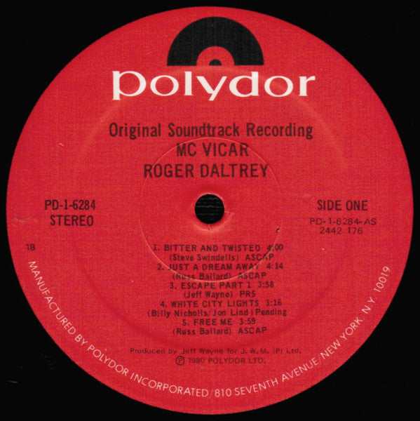 McVicar (Original Soundtrack Recording) (VG+) (Vinyl LP)