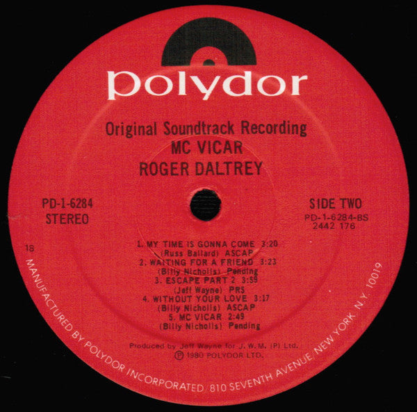 McVicar (Original Soundtrack Recording) (VG+) (Vinyl LP)