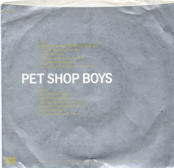 Pet Shop Boys - Opportunities (Let's Make Lots Of Money) (NM or M-) (Vinyl LP)