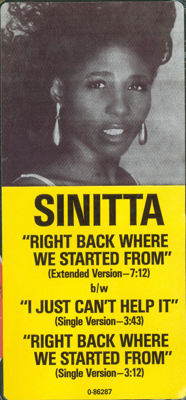 Sinitta - Right Back Where We Started From (M) (Vinyl LP)