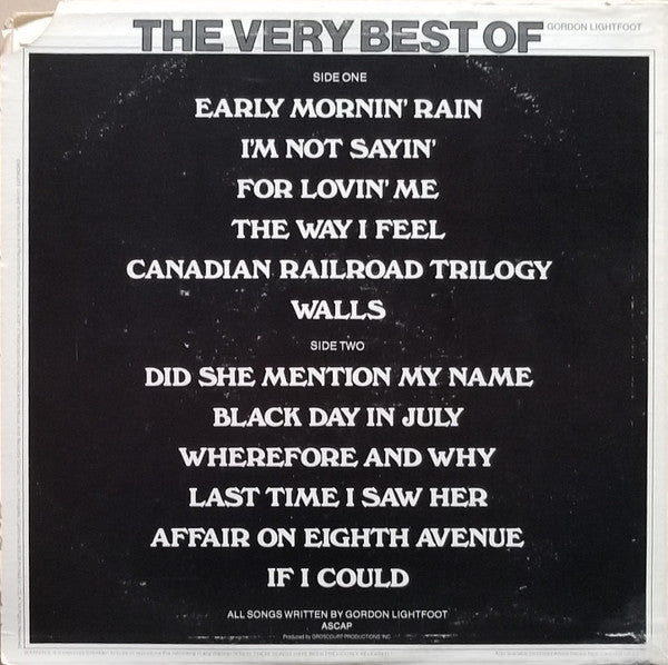 Lightfoot, Gordon - The Very Best Of Gordon Lightfoot (VG) (Vinyl LP)